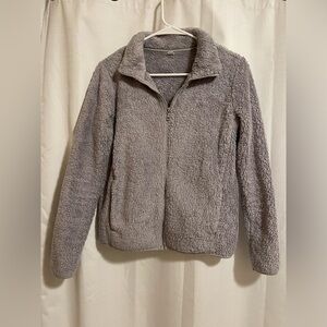 Uniqlo Women’s Fuzzy Light Grey Zip Up Jacket